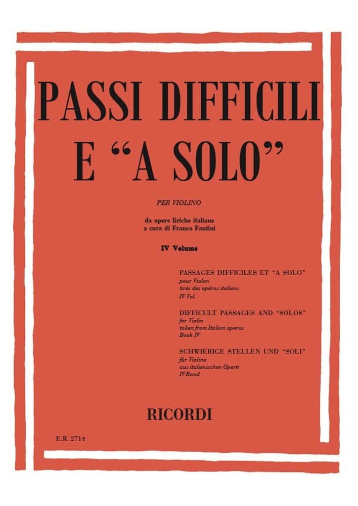Passi Difficili E A Solo Da Opere Liriche Italiane